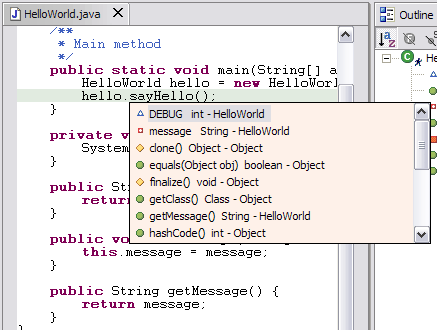 Content/code assist